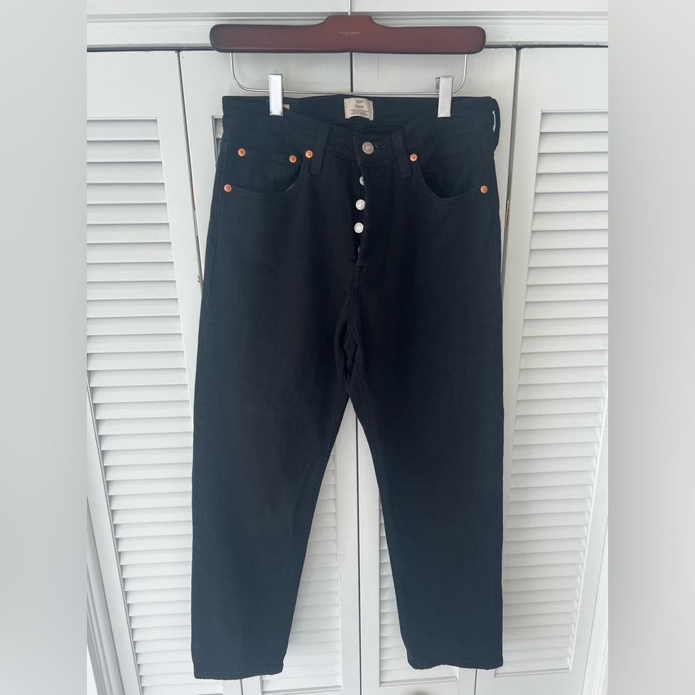Levi's 501 Original Black Cropped Straight Leg Jeans